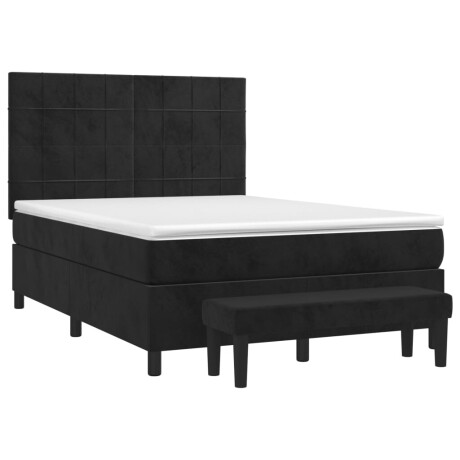 vidaXL Boxspring met matras fluweel zwart 140x190 cm afbeelding3 - 1