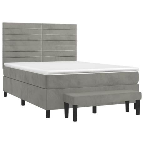 vidaXL Boxspring met matras fluweel lichtgrijs 140x200 cm afbeelding3 - 1