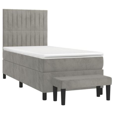 vidaXL Boxspring met matras fluweel lichtgrijs 80x200 cm afbeelding3 - 1