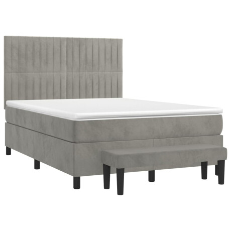vidaXL Boxspring met matras fluweel lichtgrijs 140x200 cm afbeelding3 - 1