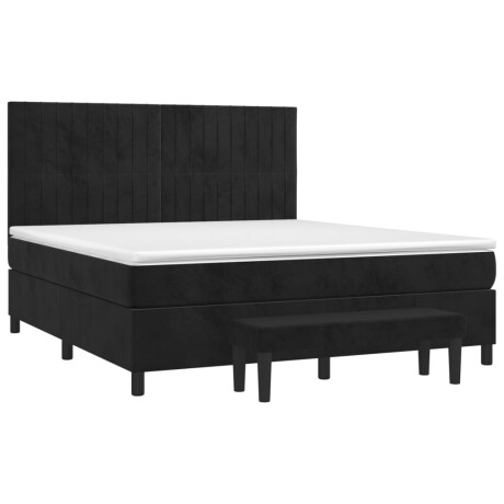 vidaXL Boxspring met matras fluweel zwart 180x200 cm afbeelding3 - 1