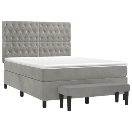 vidaXL Boxspring met matras fluweel lichtgrijs 140x200 cm afbeelding3 - 1
