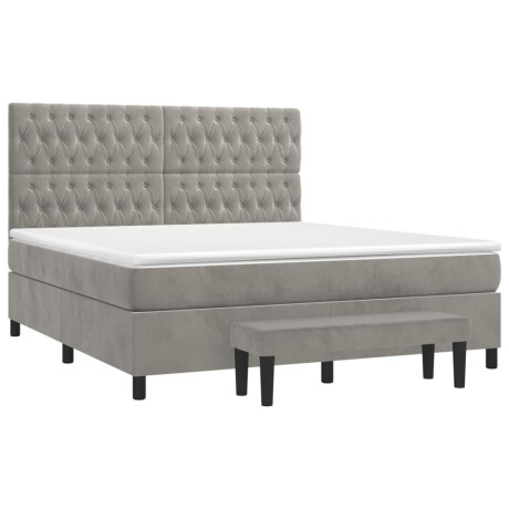 vidaXL Boxspring met matras fluweel lichtgrijs 180x200 cm afbeelding3 - 1