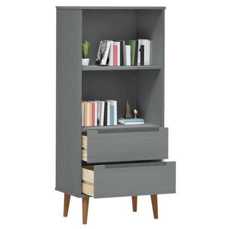 vidaXL Boekenkast MOLDE 60x35x133,5 cm massief grenenhout grijs afbeelding3 - 1