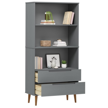 vidaXL Boekenkast MOLDE 85x35x170,5 cm massief grenenhout grijs afbeelding3 - 1