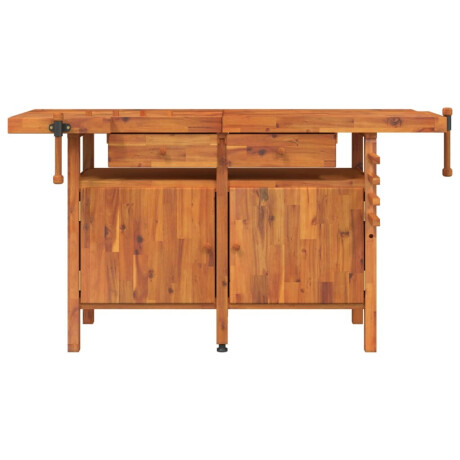 vidaXL Werkbank met lades en bankschroeven 162x62x83 cm acaciahout afbeelding3 - 1