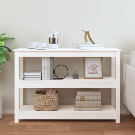 vidaXL Wandtafel 110x40x74 cm massief grenenhout wit afbeelding3 - 1