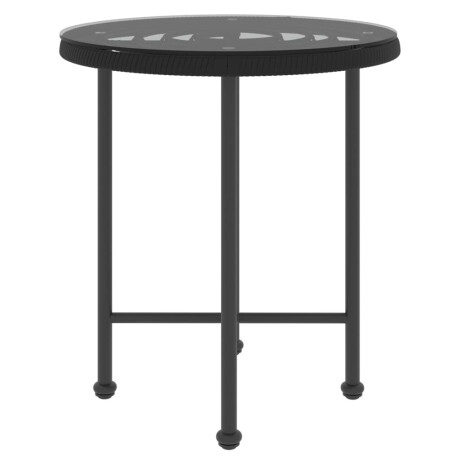 vidaXL Eettafel Ø50 cm gehard glas en staal zwart afbeelding3 - 1