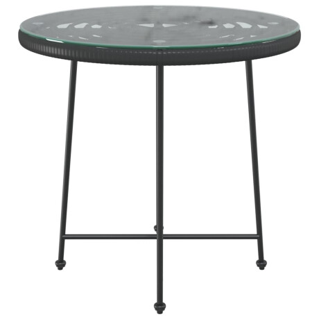 vidaXL Eettafel Ø80 cm gehard glas en staal zwart afbeelding3 - 1