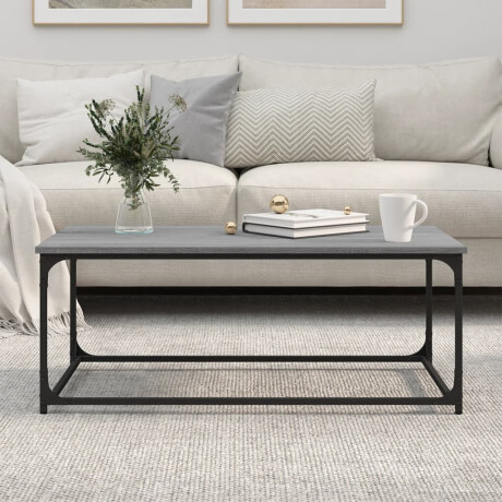vidaXL Salontafel 102x50x40 cm bewerkt hout en ijzer grijs sonoma afbeelding3 - 1