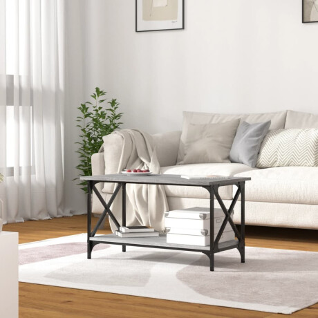 vidaXL Salontafel 80x45x45 cm bewerkt hout en ijzer grijs sonoma eiken afbeelding3 - 1