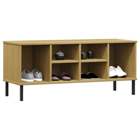 vidaXL Schoenenrek met metalen poten OSLO 106x35x45cm grenenhout bruin afbeelding3 - 1