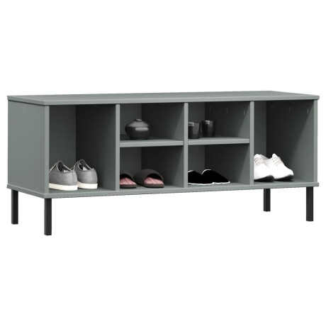 vidaXL Schoenenrek met metalen poten OSLO 106x35x45 cm grenen grijs afbeelding3 - 1