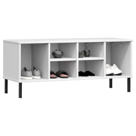 vidaXL Schoenenrek met metalen poten OSLO 106x35x45 cm grenenhout wit afbeelding3 - 1