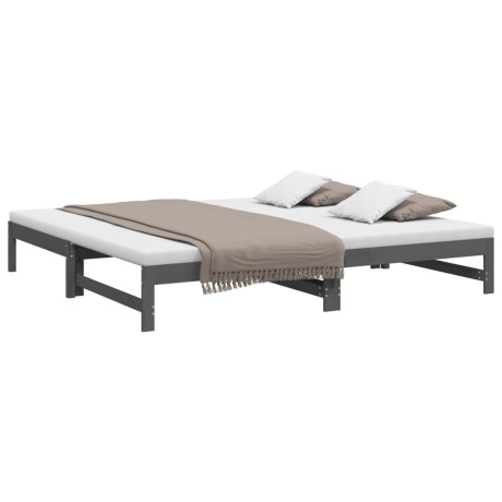 vidaXL Slaapbank uitschuifbaar massief grenenhout grijs 2x(90x200) cm afbeelding3 - 1