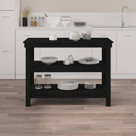 vidaXL werkbank 110,5x50x80 cm massief grenenhout zwart afbeelding3 - 1