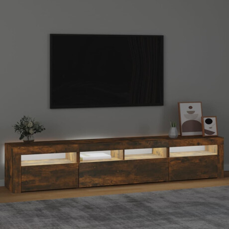 vidaXL Tv-meubel met LED-verlichting 210x35x40 cm gerookt eikenkleurig afbeelding3 - 1