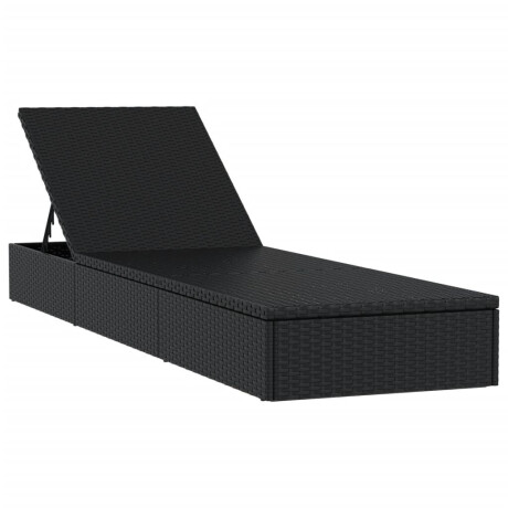vidaXL Ligbed met kussen 1 st 201x55x62 cm poly rattan zwart afbeelding3 - 1