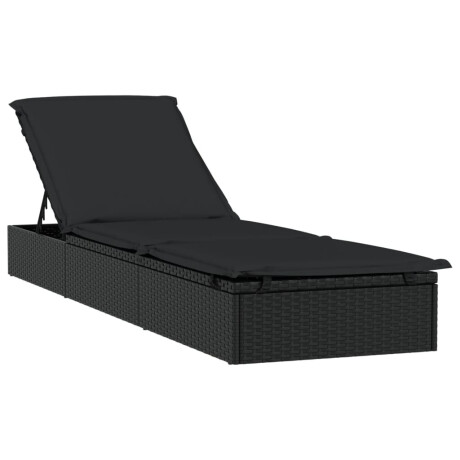 vidaXL Ligbed met tafel 1 st poly rattan zwart afbeelding3 - 1
