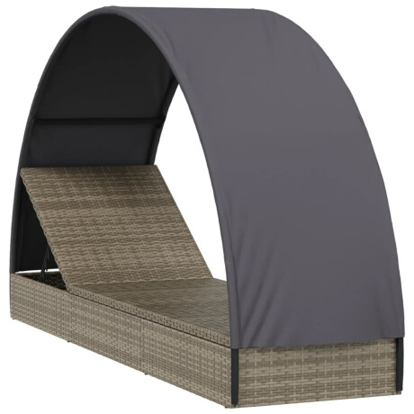 vidaXL Ligbed met rond dak 211x57x140 cm poly rattan grijs afbeelding3 - 1