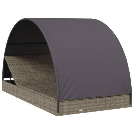 vidaXL Ligbed 2-persoons met rond dak 211x112x140 cm poly rattan grijs afbeelding3 - 1