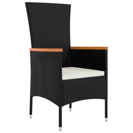vidaXL Tuinstoelen 2 st met kussens poly rattan zwart afbeelding3 - 1
