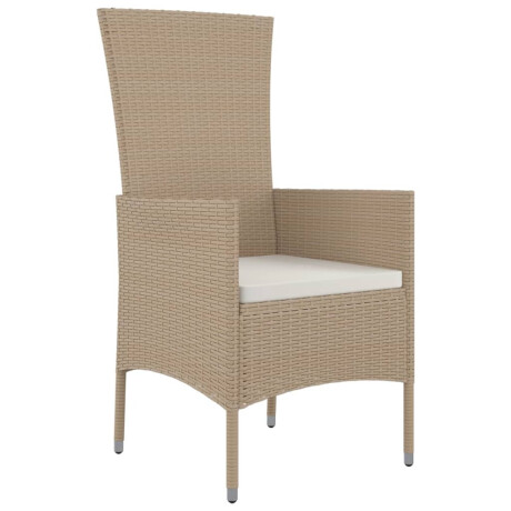 vidaXL Tuinstoelen 2 st met kussens poly rattan beige afbeelding3 - 1