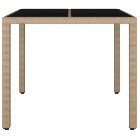 vidaXL Tuintafel met glazen blad poly rattan en gehard glas beige afbeelding3 - 1