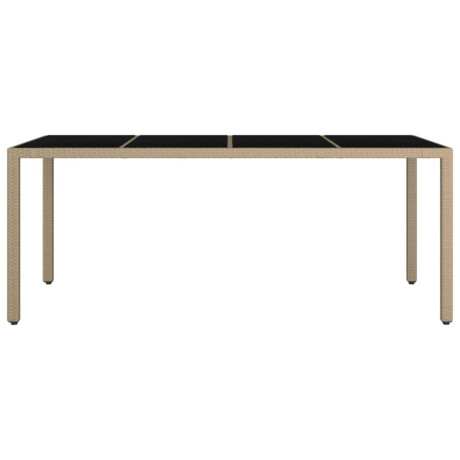 vidaXL Tuintafel met glazen blad poly rattan en gehard glas beige afbeelding3 - 1