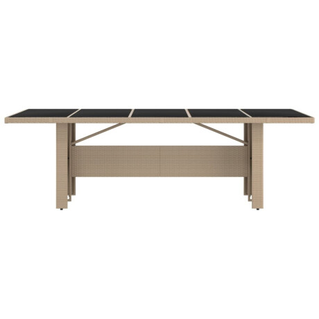 vidaXL Tuintafel met glazen blad poly rattan en gehard glas beige afbeelding3 - 1