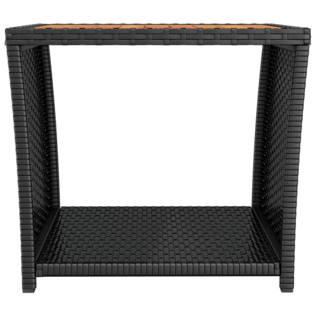 vidaXL Salontafel met houten blad poly ratten en acaciahout zwart afbeelding3 - 1