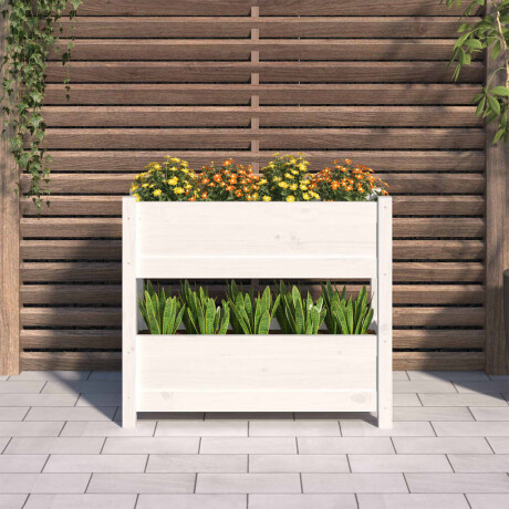 vidaXL Plantenbak 77x25x66 cm massief grenenhout wit afbeelding3 - 1