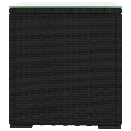 vidaXL Bijzettafel 40x37x40,5 cm poly rattan en gehard glas zwart afbeelding3 - 1