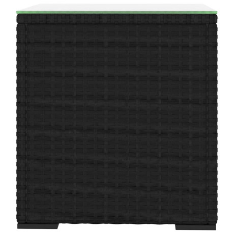 vidaXL Bijzettafel 40x37x40,5 cm poly rattan en gehard glas zwart afbeelding3 - 1