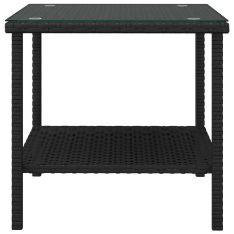vidaXL Bijzettafel 45x45x45 cm poly rattan en gehard glas zwart afbeelding3 - 1