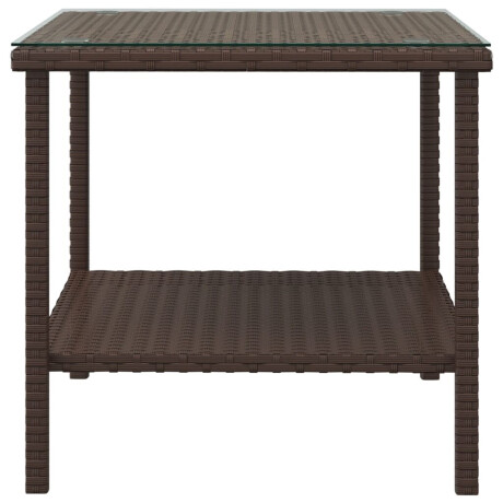 vidaXL Bijzettafel 45x45x45 cm poly rattan en gehard glas bruin afbeelding3 - 1