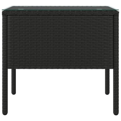 vidaXL Bijzettafel 53x37x48 cm poly rattan en gehard glas zwart afbeelding3 - 1