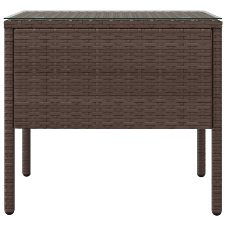 vidaXL Bijzettafel 53x37x48 cm poly rattan en gehard glas bruin afbeelding3 - 1