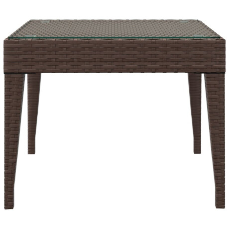 vidaXL Bijzettafel 50x50x38 cm poly rattan en gehard glas bruin afbeelding3 - 1