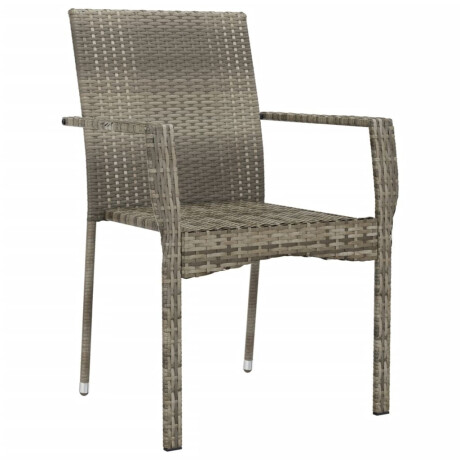 vidaXL Tuinstoelen 4 st met kussens poly rattan grijs afbeelding3 - 1