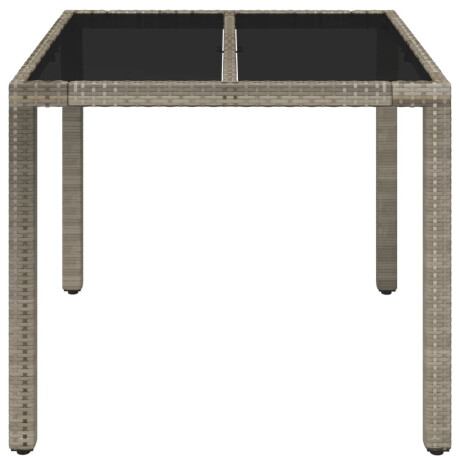 vidaXL Tuintafel met glazen blad 90x90x75 cm poly rattan grijs afbeelding3 - 1