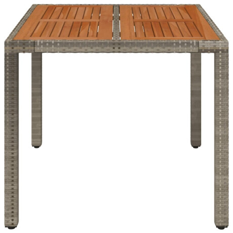 vidaXL Tuintafel met houten blad 90x90x75 cm poly rattan grijs afbeelding3 - 1