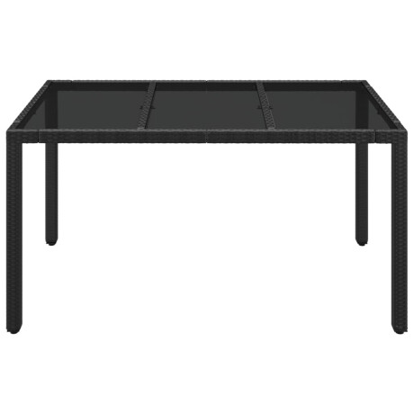vidaXL Tuintafel met glazen blad 150x90x75 cm poly rattan zwart afbeelding3 - 1