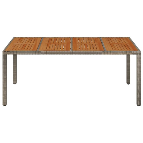 vidaXL Tuintafel met houten blad 190x90x75 cm poly rattan grijs afbeelding3 - 1