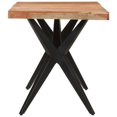 vidaXL Eettafel 140x70x76 cm massief acaciahout zwart afbeelding3 - 1