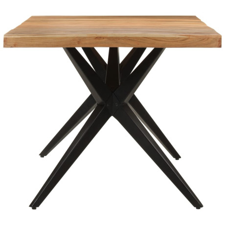 vidaXL Eettafel 180x90x77 cm massief acaciahout zwart afbeelding3 - 1