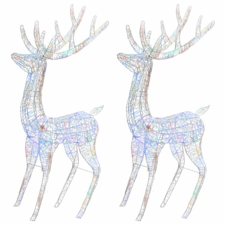 vidaXL Kerstdecoratie rendier XXL 2 st 250 LED meerkleurig 180cm acryl afbeelding3 - 1