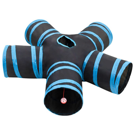 vidaXL Kattentunnel 5-voudig 25 cm polyester zwart en blauw afbeelding3 - 1