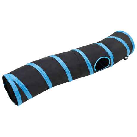 vidaXL Kattentunnel S-vorm 122 cm polyester zwart en blauw afbeelding3 - 1
