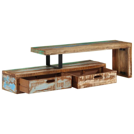 vidaXL Tv-meubel (118-200) x 30 x 40 cm massief hout gerecycled afbeelding3 - 1